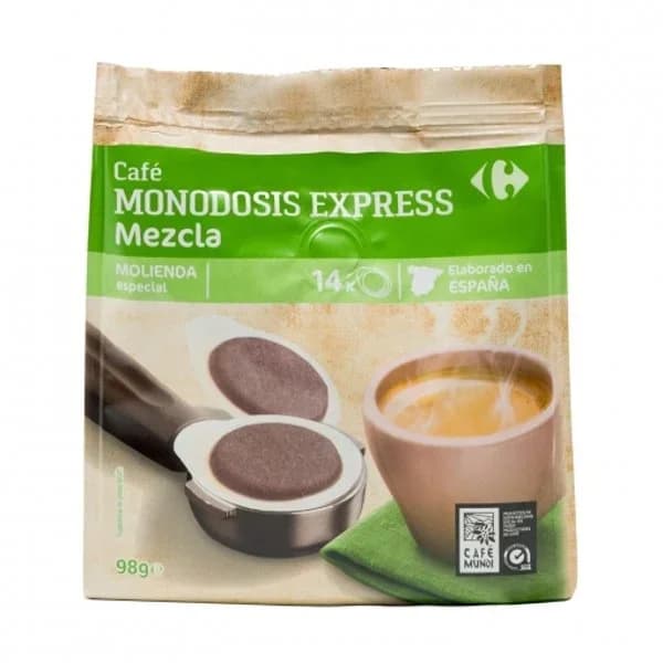 Café mezcla express monodosis Carrefour 14 unidades de 7 g. - 13.8 ud - Imagen del producto en Findit