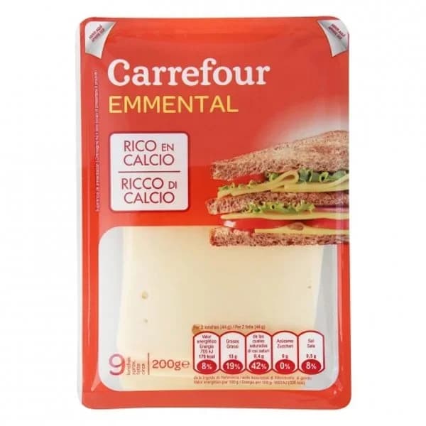Queso emmental en lonchas Carrefour Classic' 200 g. - 0.2 kg - Imagen del producto en Findit