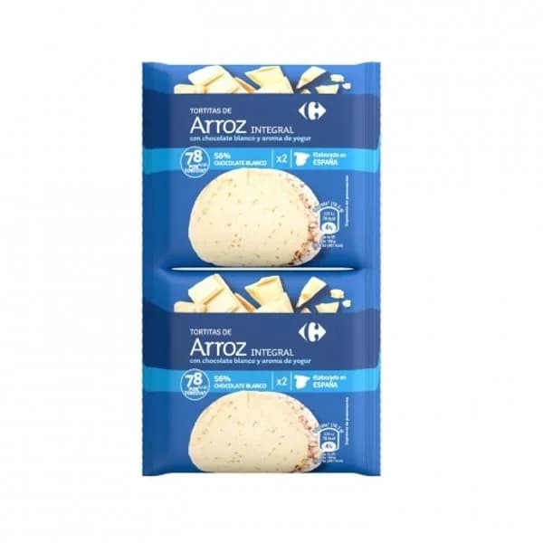 Tortitas de arroz integrales con chocolate blanco aroma yogur Carrefour 130 g. - 0.13 kg - Imagen del producto en Findit