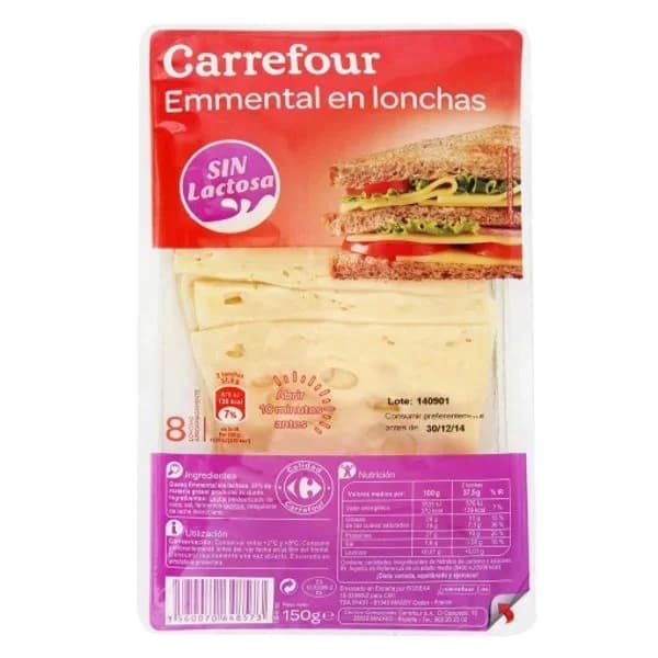 Queso emmental en lonchas Carrefour 150 g. - 0.15 kg - Imagen del producto en Findit