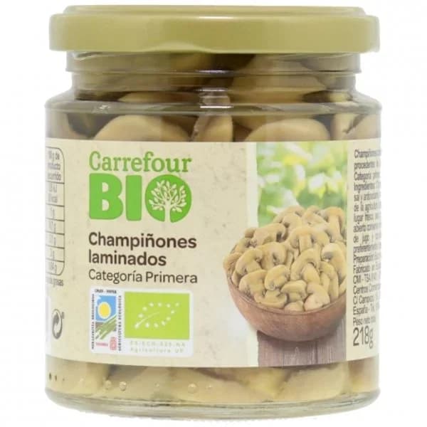 Champiñones laminados primera ecológico Carrefour Bio 124 g. - 0.12 kg - Imagen del producto en Findit