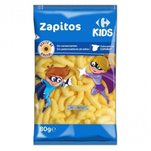 Aperitivo de maíz Zapitos Carrefour Kids sin gluten 80 g. - 0.08 kg - Imagen del producto en Findit