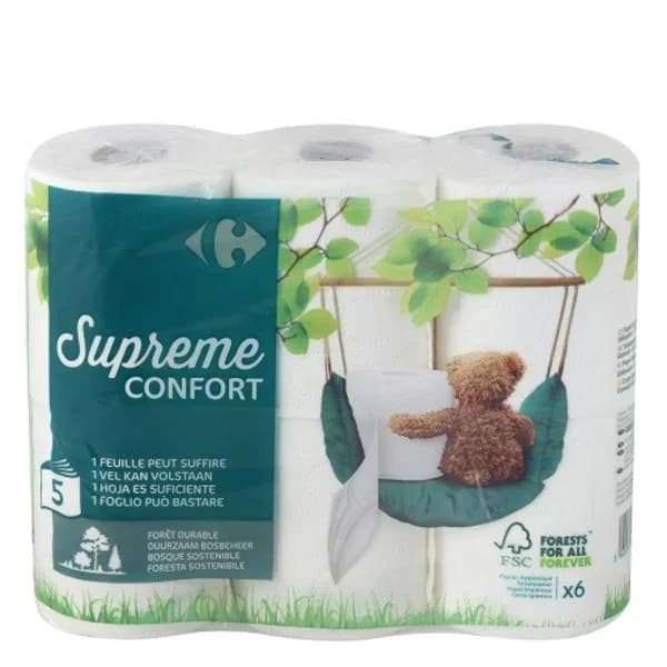 Papel higiénico 5 capas Carrefour Essential 6 rollos. - 5.99 ud - Imagen del producto en Findit