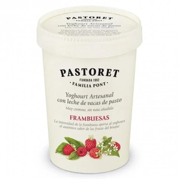 Yogur artesano sabor frambuesas PASTORET, tarrina 500 g - 0.5 kg - Imagen del producto en Findit