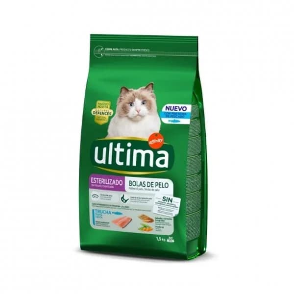 Alimento para gatos esterilizados anti bolas de pelo con trucha Ultima bolsa 1.5 Kg - 1.5 kg - Imagen del producto en Findit