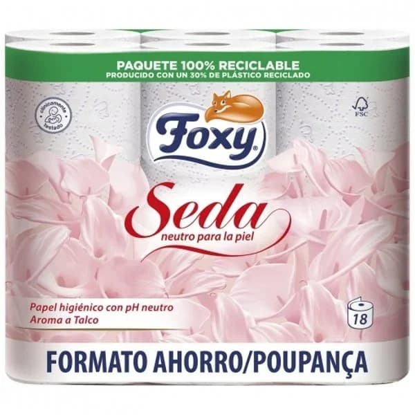 Papel higiénico 3 capas Seda Foxy 18 rollos. - 18.07 ud - Imagen del producto en Findit