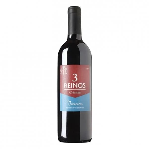 Vino D.O. Valdepeñas tinto crianza Tres Reinos 75 cl. - 1 ud - Imagen del producto en Findit