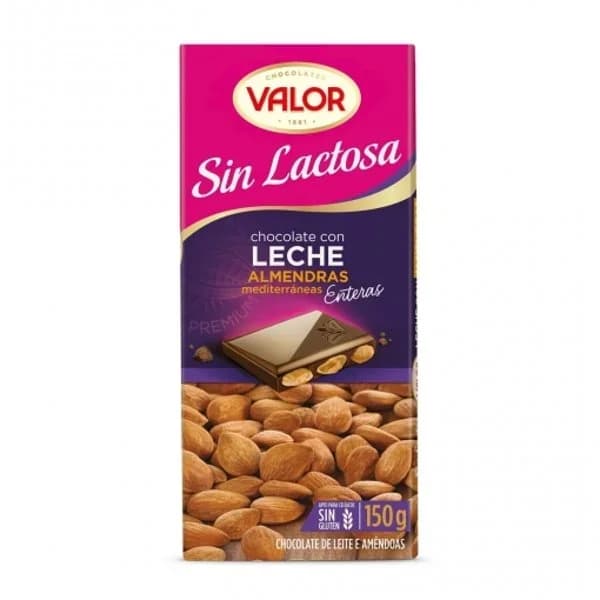 Chocolate con almendras sin lactosa VALOR, tableta 150 g - 0.15 kg - Imagen del producto en Findit