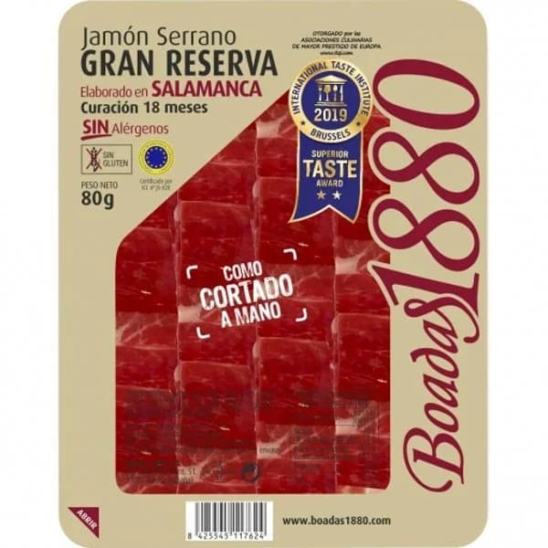 Jamón Serrano Reserva Como Cortado a Mano - 0.08 kg - Imagen del producto en Findit