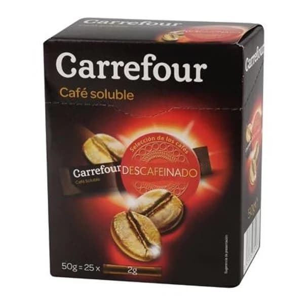 Café soluble descafeinado en sobres Carrefour 25 unidades de 2 g. - 0.05 kg - Imagen del producto en Findit