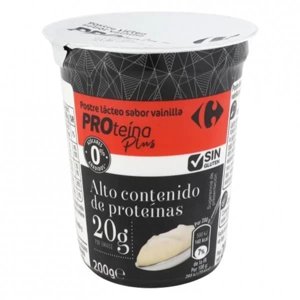 Postre lácteo sabor vainilla Proteína Plus Carrefour Sensation sin gluten y sin azúcar añadido 200 g. - 0.2 kg - Imagen del producto en Findit