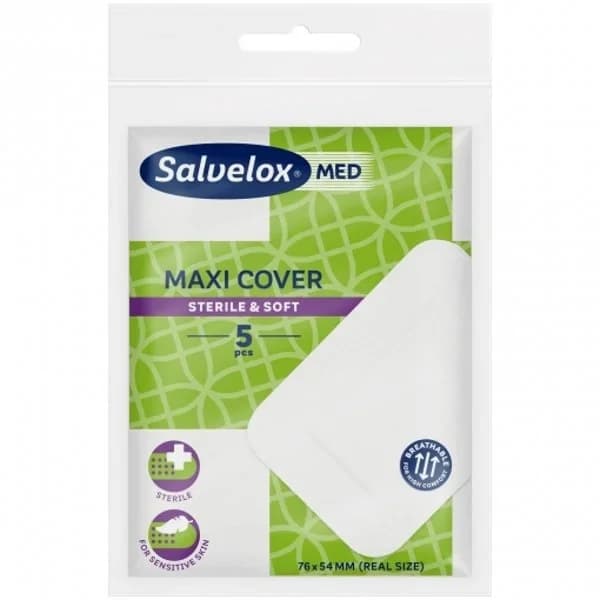 Apósitos grandes Maxicover estéril 76 x 54 mm Salvelox 5 ud. - 4.99 ud - Imagen del producto en Findit