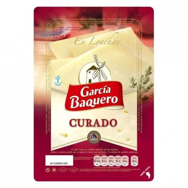 Queso curado GARCÍA BAQUERO, lonchas, bandeja 125 g - 0.12 kg - Imagen del producto en Findit