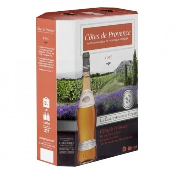 Estuche de vino rosado la cave d'augustin florent rose Côtes de Provence 3 l. - 1 ud - Imagen del producto en Findit