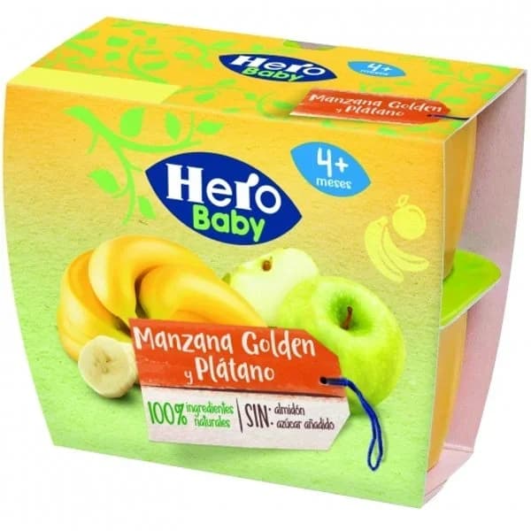 Postre de manzana-plátano HERO, pack 4x100 g - 0.4 kg - Imagen del producto en Findit