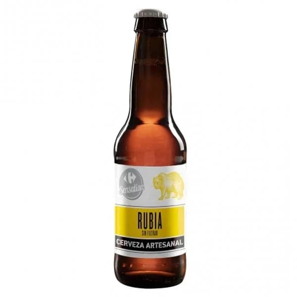 Cerveza artesana Carrefour Sensation rubia sin filtrar botella 33 cl. - 0.33 l - Imagen del producto en Findit