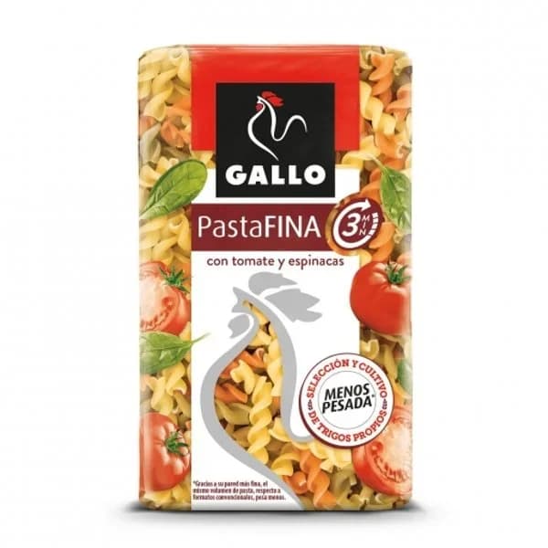 Espirales de tomate y espinacas pasta fina Gallo 400 g. - 0.4 kg - Imagen del producto en Findit