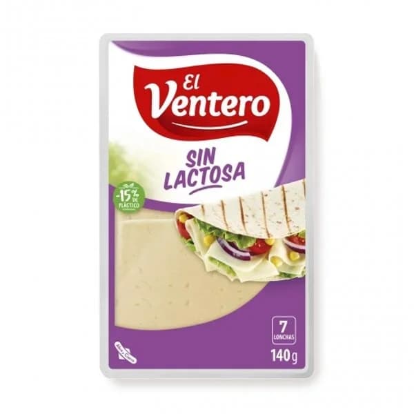 Queso tierno sin lactosa  EL VENTERO, lonchas, bandeja 140 g - 0.14 kg - Imagen del producto en Findit