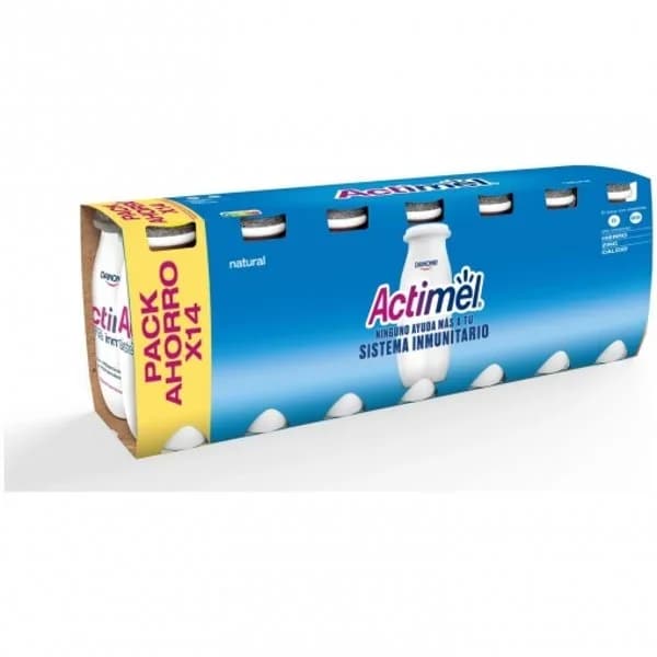 Leche fermentada líquida natural Danone Actimel sin gluten pack de 14 unidades de 100 g. - 1.4 kg - Imagen del producto en Findit