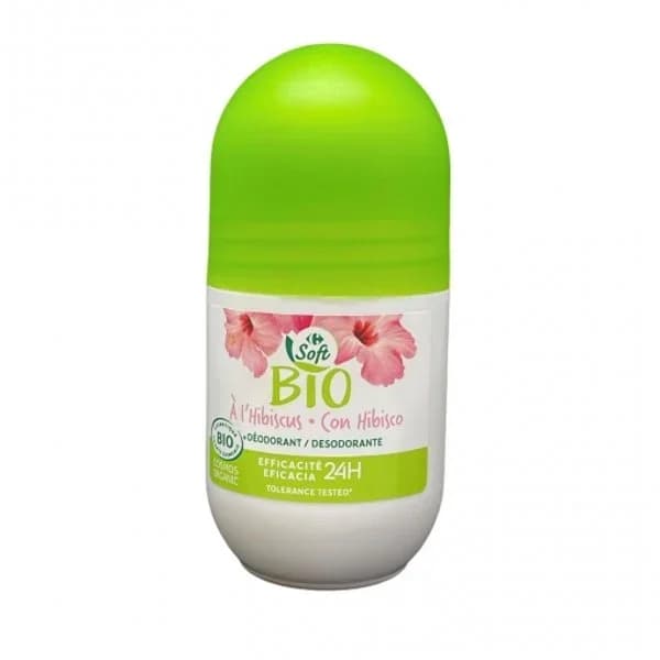 Desodorante roll-on eficacia 24h con hibisco ecológico Carrefour Soft Bio 50 ml. - 0.05 l - Imagen del producto en Findit