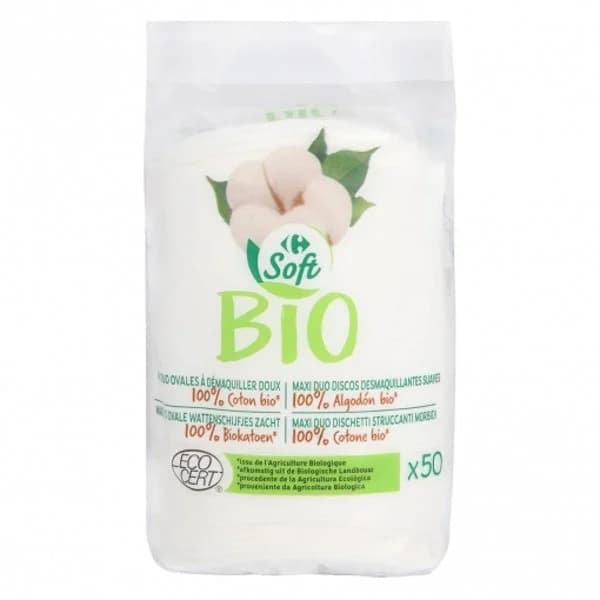 Discos desmaquillantes suaves avalados ecológicos Carrefour Bio 50 ud. - 50.33 ud - Imagen del producto en Findit