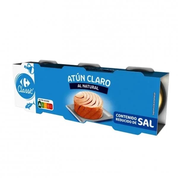Atún claro al natural contenido reducido en sal Carrefour pack de 3 latas de 56 g. - 0.17 kg - Imagen del producto en Findit