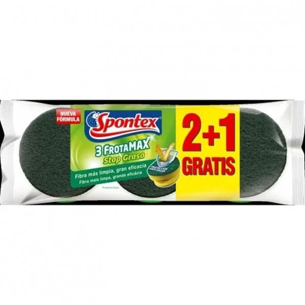 Estropajo stop grasa SPONTEX FROTAMAX, pack 2+1 ud - 2.01 ud - Imagen del producto en Findit
