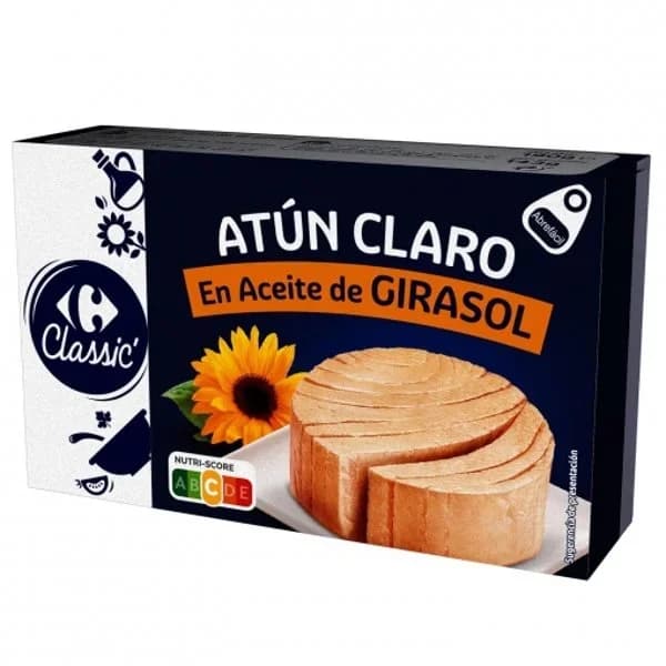 Atún claro en aceite de girasol Classic Carrefour 143 g. - 0.14 kg - Imagen del producto en Findit