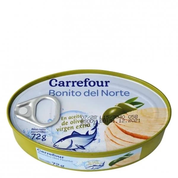 Bonito del norte en aceite de oliva virgen extra Carrefour 72 g. - 0.07 kg - Imagen del producto en Findit