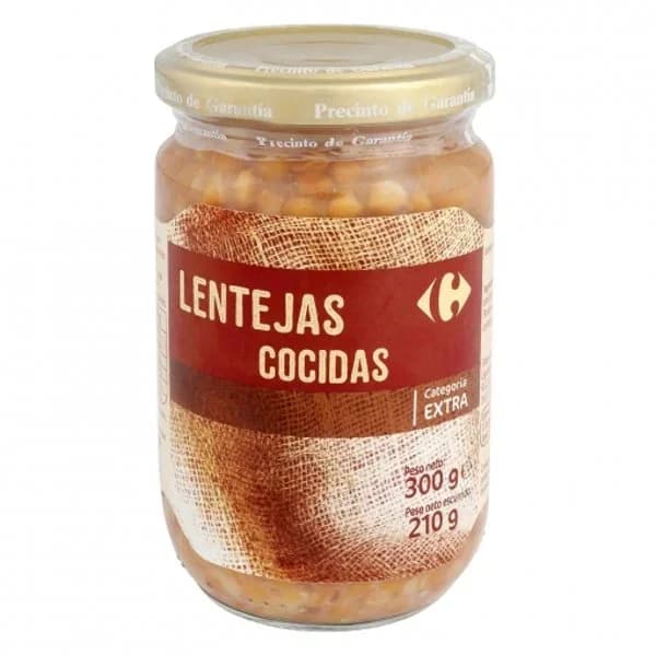 Lentejas cocidas al natural Classic Carrefour 210 g. - 0.21 kg - Imagen del producto en Findit