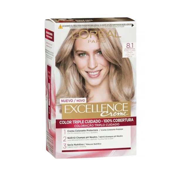 Tinte permanente tono 8.1 rubio claro ceniza Excellence Creme L'Oréal Paris 1 ud. - 1 ud - Imagen del producto en Findit