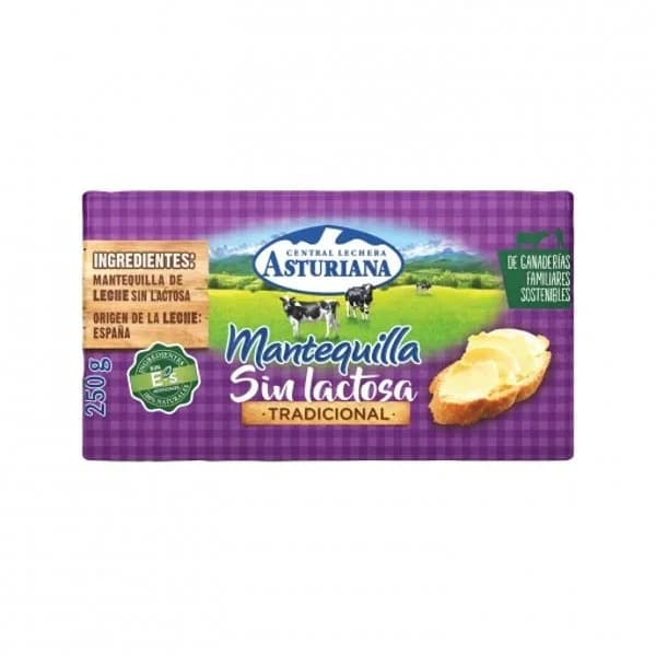 Mantequilla sin lactosa ASTURIANA, pastilla 250 g - 0.25 kg - Imagen del producto en Findit