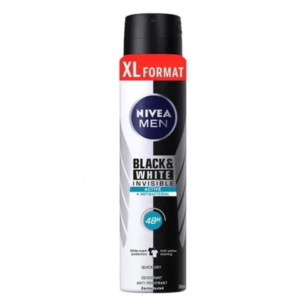 Desodorante en spray Black&White Invisible Active Nivea Men 250 ml. - 0.25 l - Imagen del producto en Findit