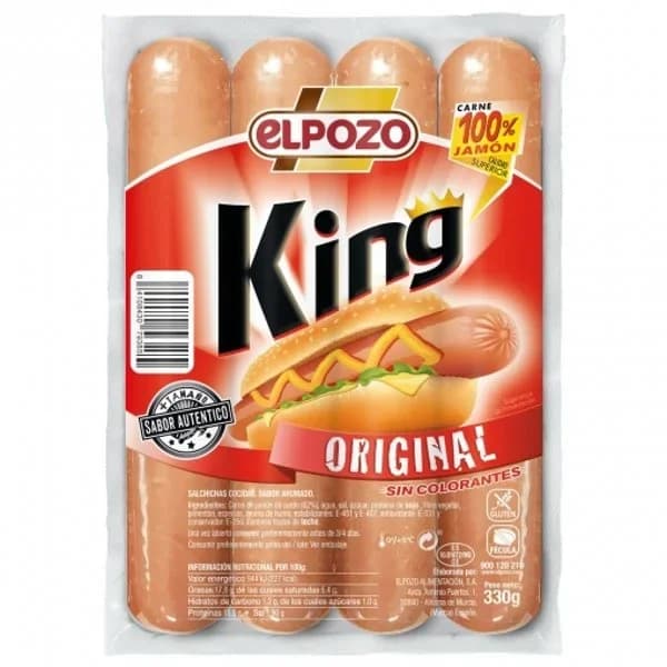 Salchichas King El Pozo sin gluten 330 g. - 0.33 kg - Imagen del producto en Findit