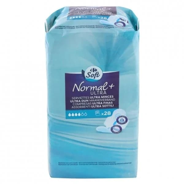 Compresas normal con alas ultrafina Carrefour 28 ud. - 27.8 ud - Imagen del producto en Findit