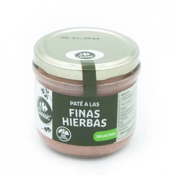 Paté a las finas hierbas Classic Carrefour sin gluten y sin lactosa 160 g. - 0.16 kg - Imagen del producto en Findit