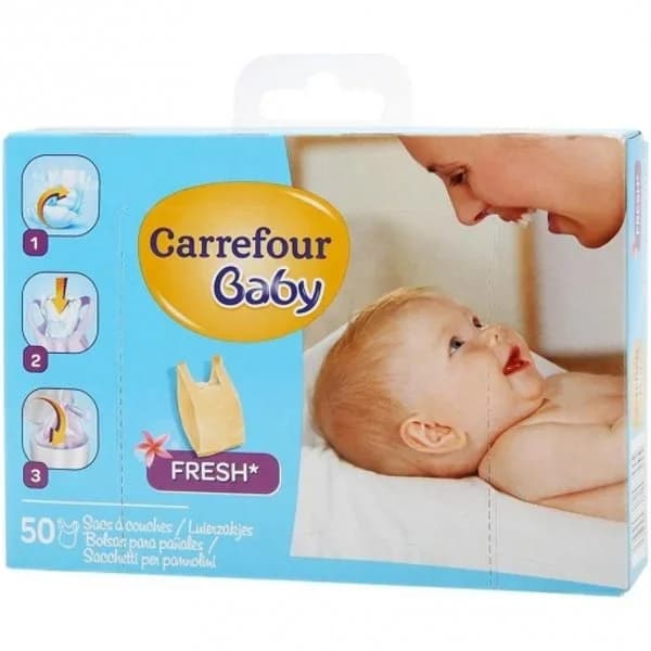 Bolsas Pañales Carrefour Baby x50 - 52.25 ud - Imagen del producto en Findit