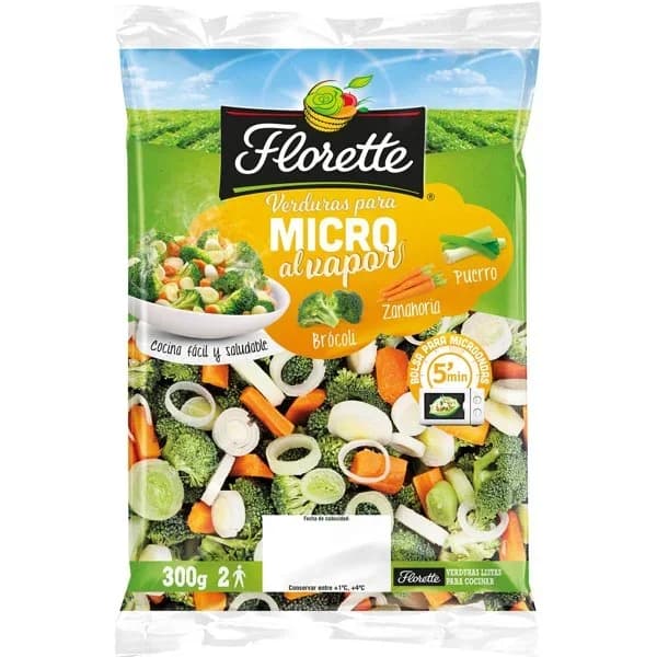 Verduras para micro brócoli, zanahoria y puerro Florette 300 g - 0.3 kg - Imagen del producto en Findit