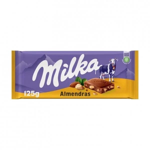 Chocolate con leche y almendras Milka 125 g. - 0.12 kg - Imagen del producto en Findit