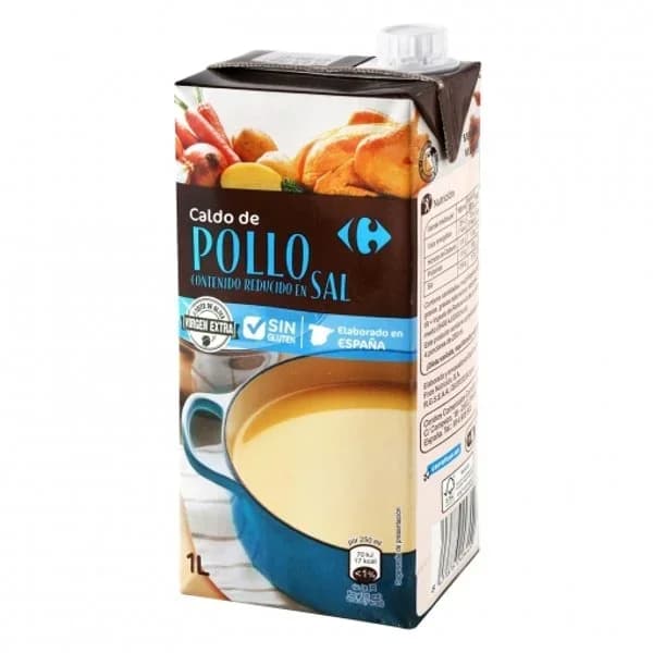 Caldo de pollo contenido reducido en sal Classic Carrefour sin gluten 1 l. - 1 l - Imagen del producto en Findit