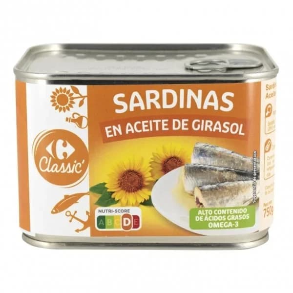 Sardinas en aceite de girasol Carrefour 535 g. - 0.54 kg - Imagen del producto en Findit