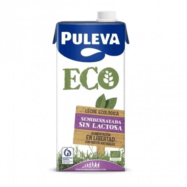 Leche semidesnatada ecológica sin lactosa PULEVA, brik 1 litro - 1 l - Imagen del producto en Findit