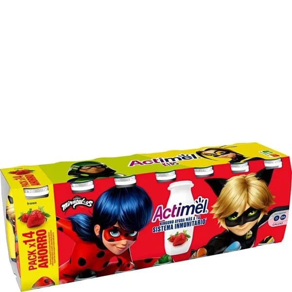 Leche fermentada líquida sabor fresa Danone - Actimel kids pack de 14 unidades de 100 g. - 1.34 l - Imagen del producto en Findit
