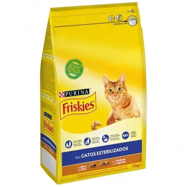 Pienso de pavo y verduras para gato adulto esterilizado Purina Friskies 1,5 Kg - 1.5 kg - Imagen del producto en Findit