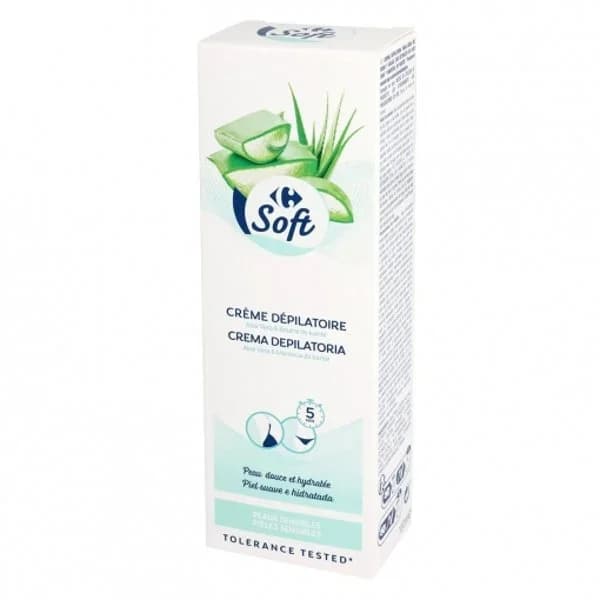 Crema depilatoria aloe vera y manteca de karité pieles sensibles Carrefour Soft 100 ml. - 1 ud - Imagen del producto en Findit