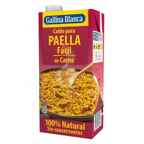 Caldo para paella fácil de carne GALLINA BLANCA, brik 1 litro - 1 l - Imagen del producto en Findit