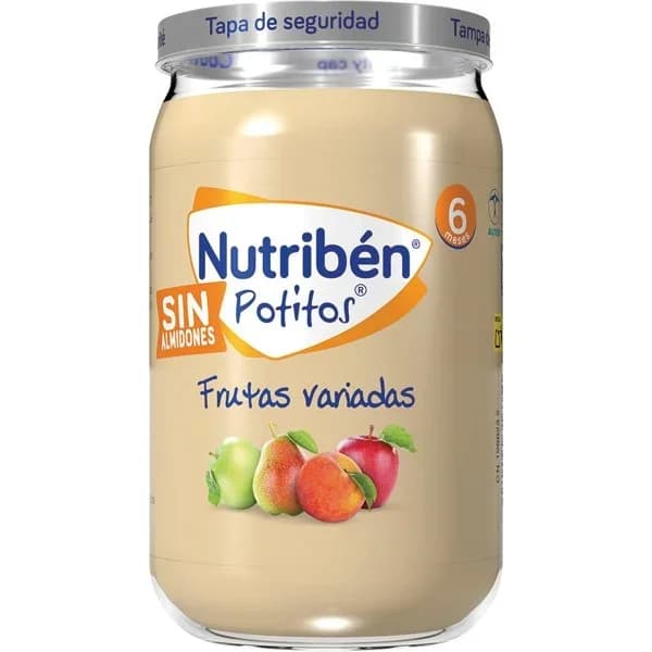 Tarrito de frutas variadas desde 6 meses Nutribén Potitos sin gluten sin azúcar añadido 235 g. - 0.24 kg - Imagen del producto en Findit