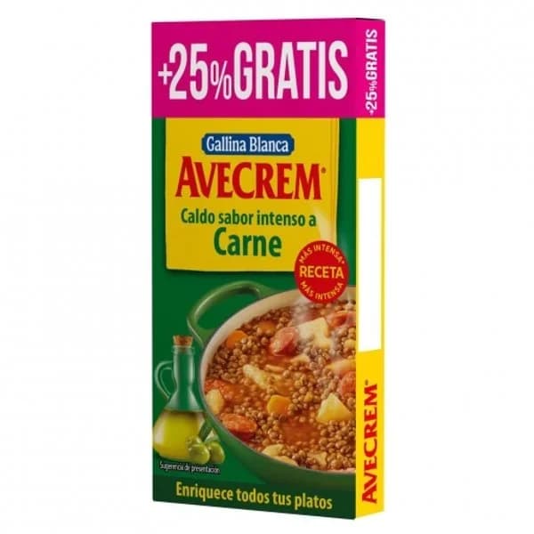 Caldo de carne con aceite de oliva virgen extra Avecrem Gallina Blanca sin gluten 8 pastillas - 0.1 kg - Imagen del producto en Findit