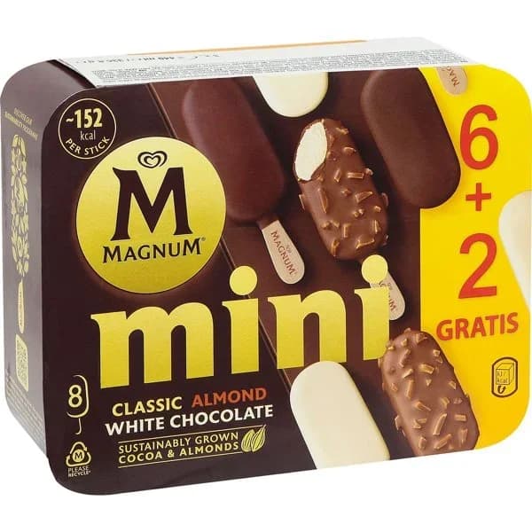 Helado mini bombón mix Magnum caja 6 + 2 uds 356 g - 1 ud - Imagen del producto en Findit
