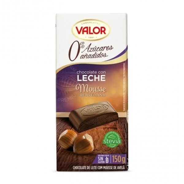 Chocolate Mousse sin azùcar con avellanas VALOR, tableta 150 g - 0.15 kg - Imagen del producto en Findit